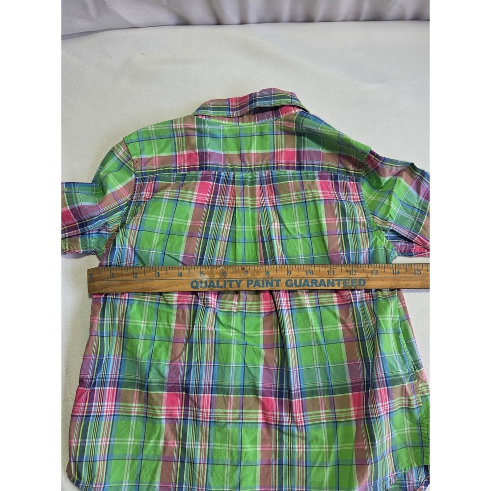 Ralph Lauren Boys Green Pink Madras Plaid Button Down Shirt Size 5 Long Sleeve - Picture 6 of 6